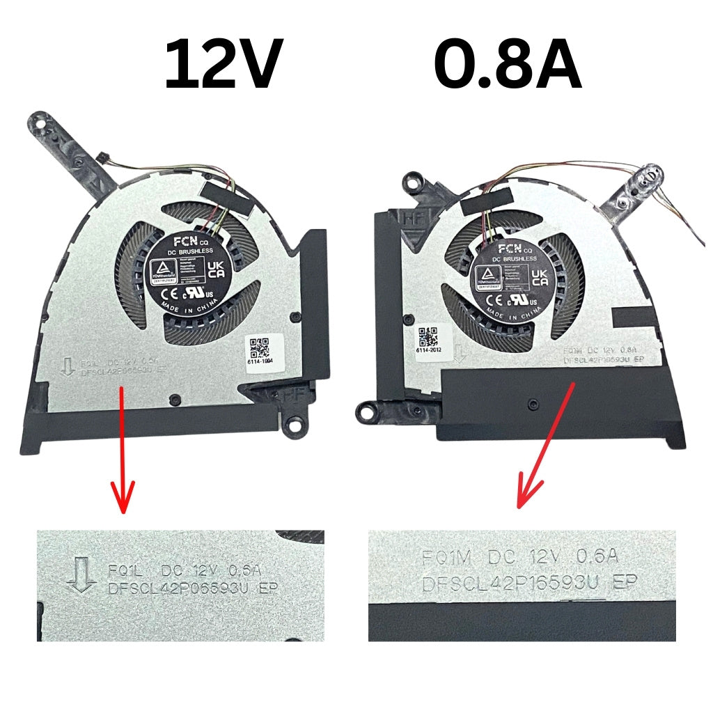 CPU & GPU Both Cooling Fan For ASUS TUF Dash F15 FX517 FX517ZC FX517ZE Left+Right (12V)