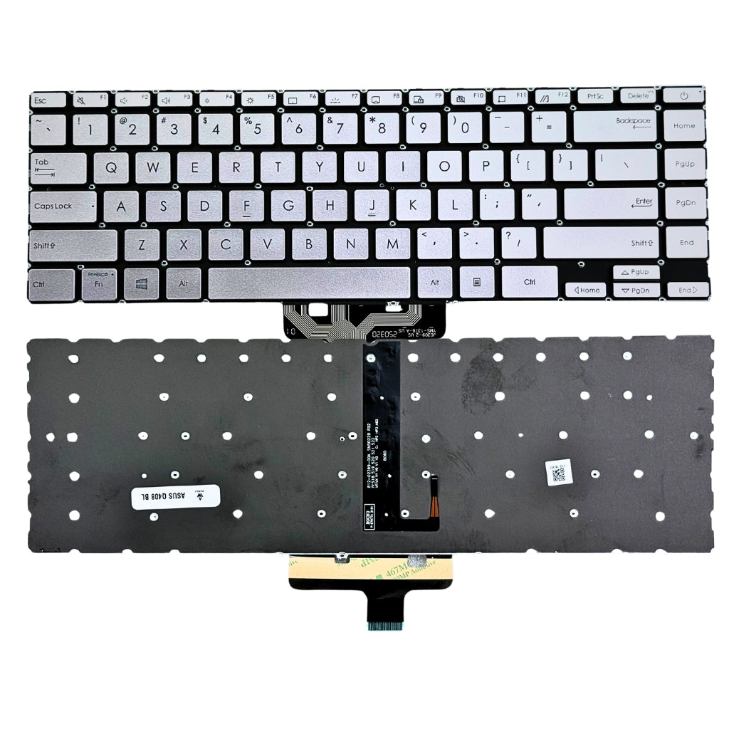 Premium Keyboard Asus Zenbook 14 Q408 Q407 Silver With Backlight US Layout