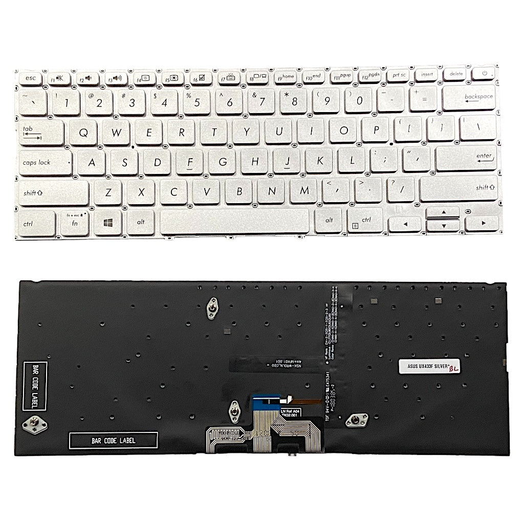 Keyboard for Asus ZenBook 14 UX433 U430F UX433F UX433FA UX433FN UX433FL Series Silver with backlight