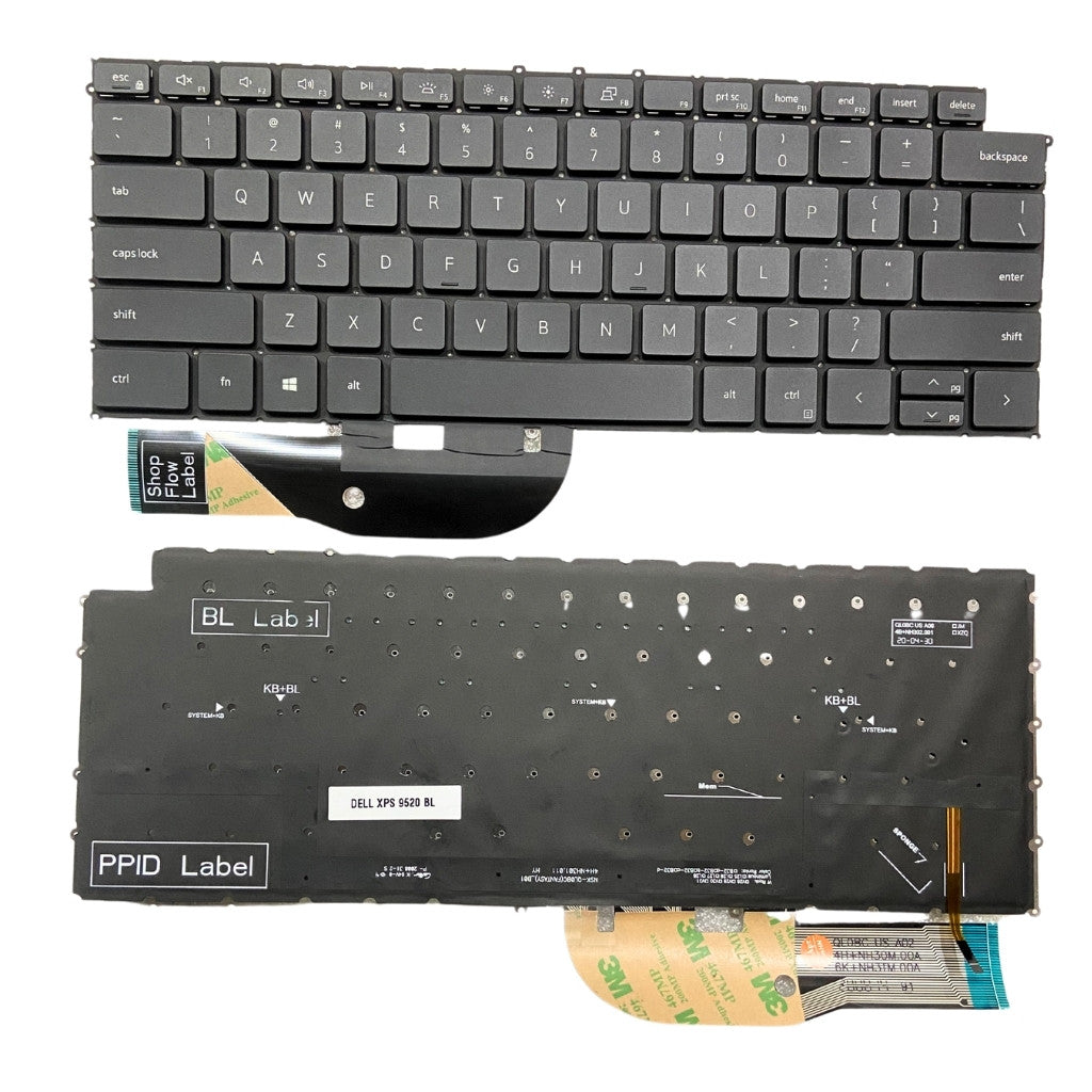Premium Keyboard for Dell XPS 15 9500 9510 9520 9710 9720 P91F with Backlight Black