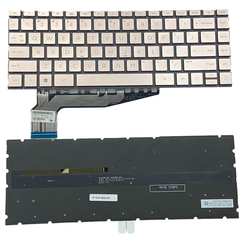 Premium Keyboard for HP 14-EH GOLDEN Keys Backlight US layout