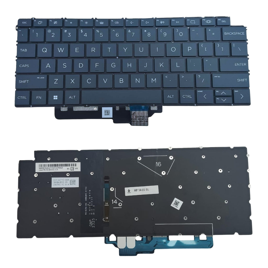 Premium Keyboard For HP Spectra 360 14-EU Blue Keys with Backlight US Layout