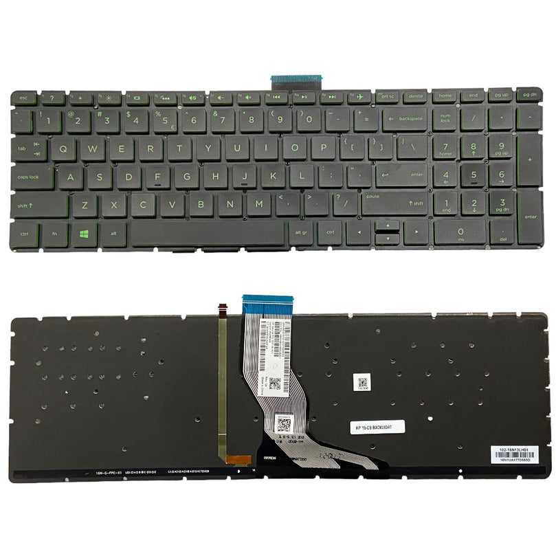 Premium Keyboard for HP Pavilion 15-CB 15-BS 17-AK 15S Green Keys with backlight US Layout