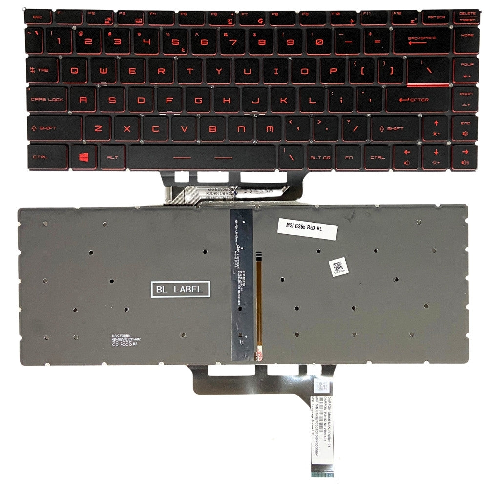 Premium Keyboard for MSI Stealth GS65 MS-16Q2 with Backlight in Silver, RED, Black, Grey US layout