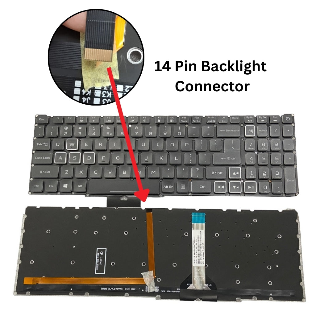 Premium Gaming Keyboard For Acer Nitro 5 AN515-56 AN515-57 AN515-45 Helios 300 PH315-54 Black with Backlight US Layout