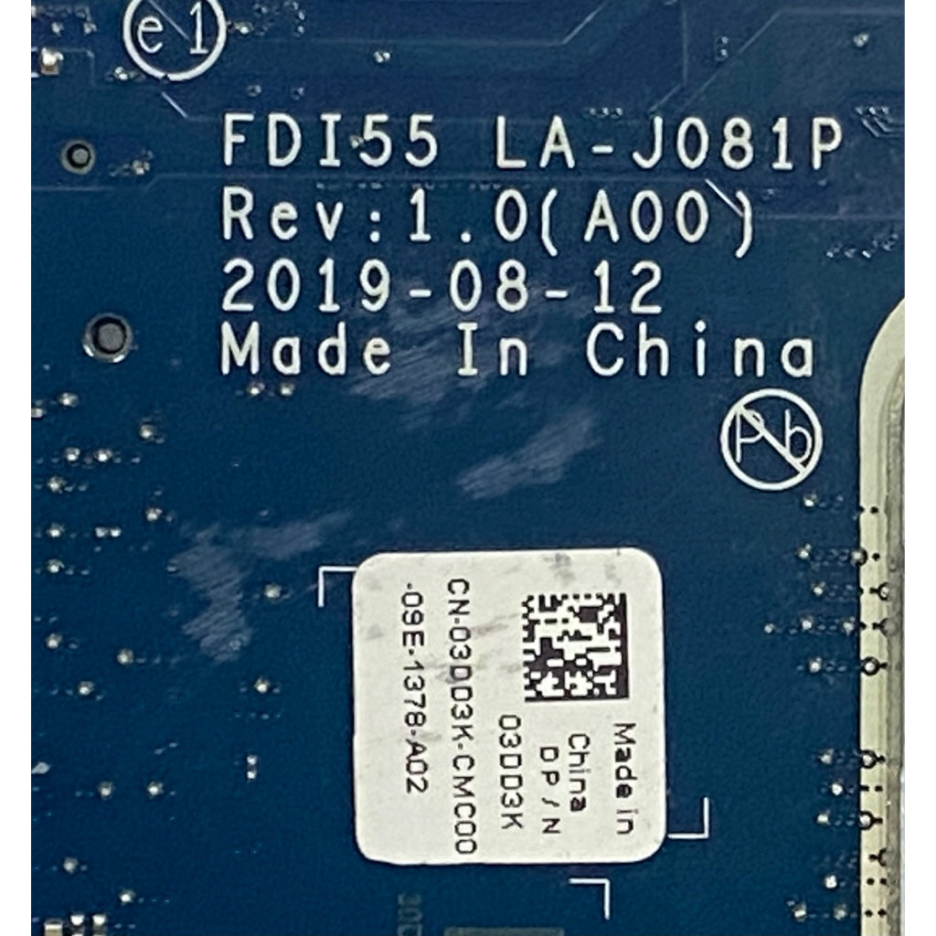 Motherboard for Dell Ins 3593 3493 i3-1005G1 LA-J081P 03DD3K 0TW31C