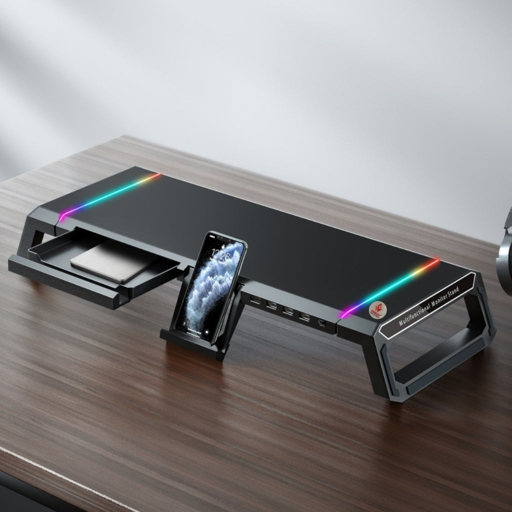 ICE COOREL T1 RGB Monitor Stand with USB Hub Mobile Stand Storage