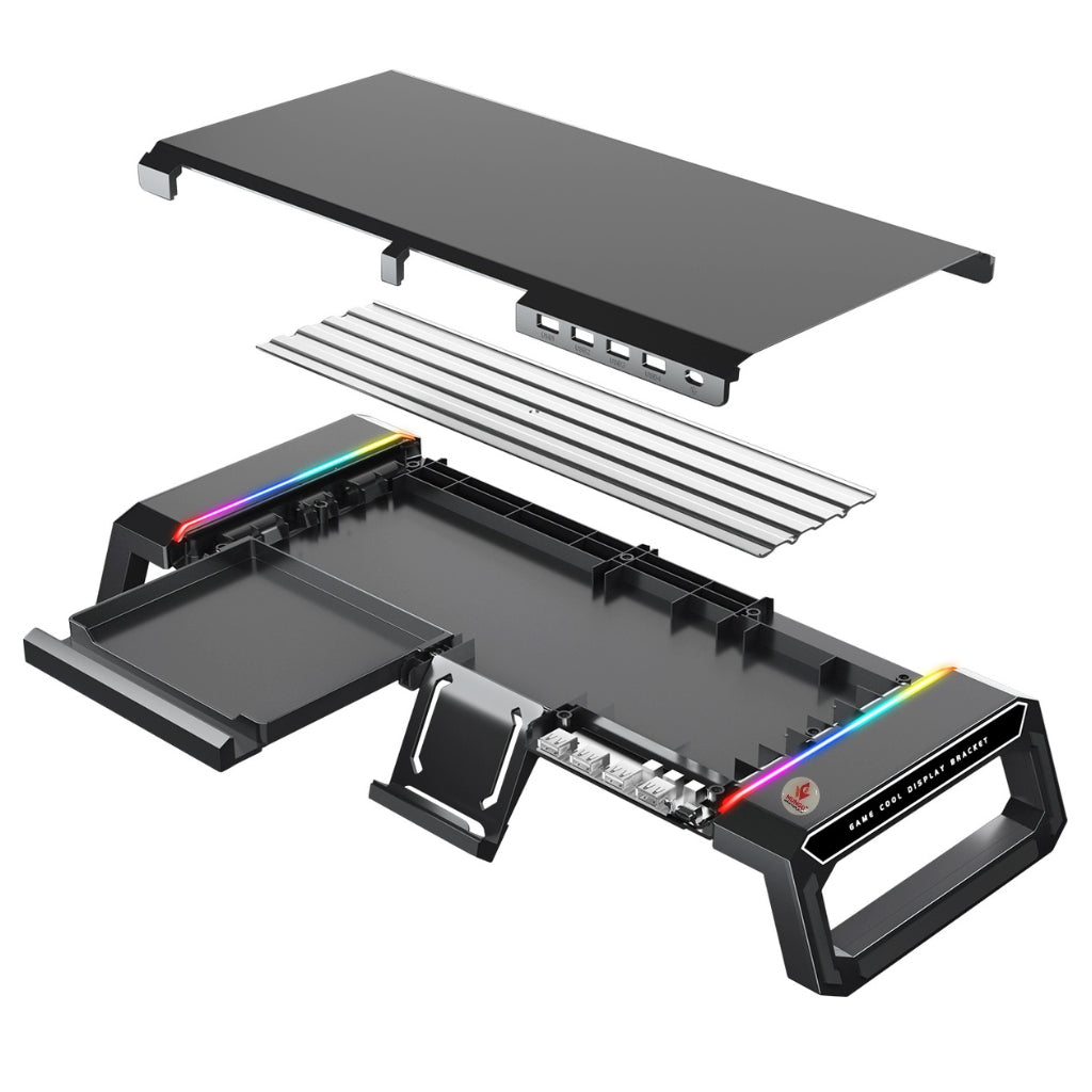 ICE COOREL T1 RGB Monitor Stand with USB Hub Mobile Stand Storage