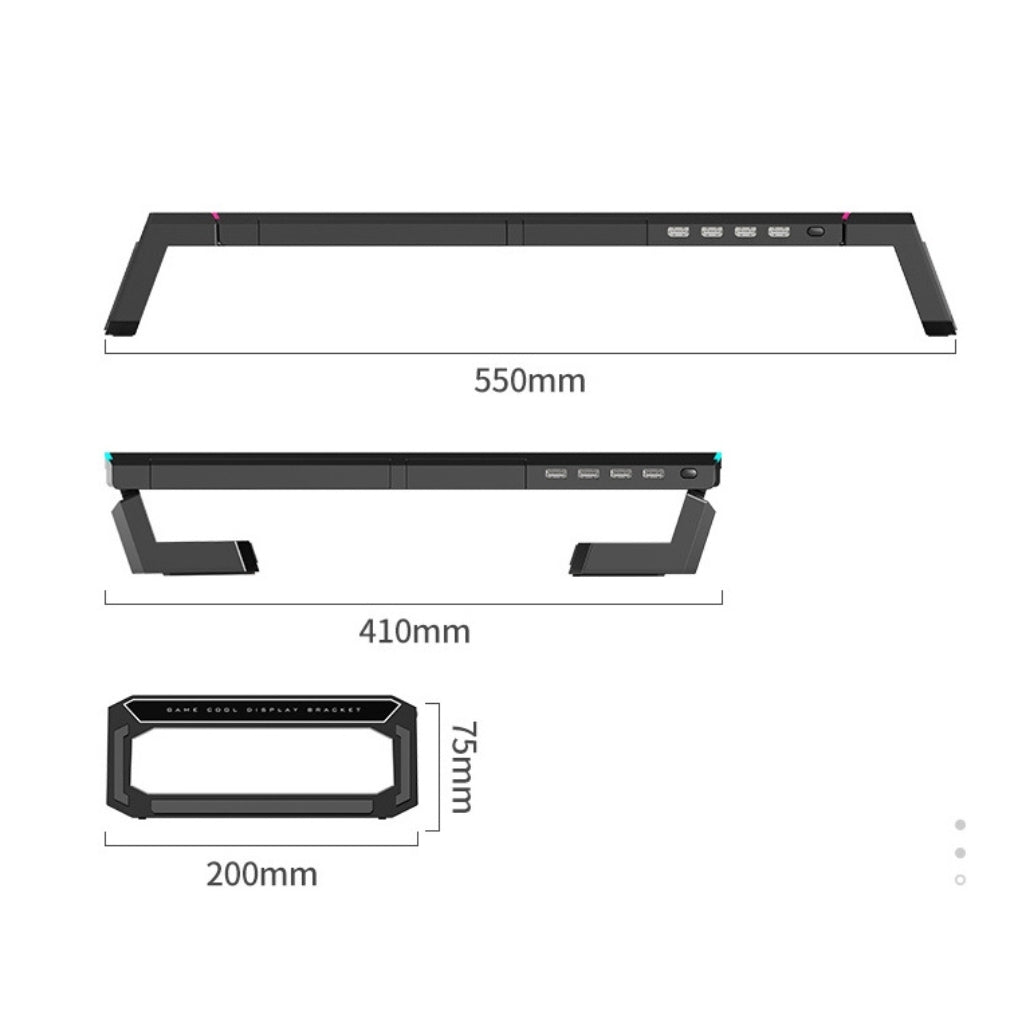 ICE COOREL T1 RGB Monitor Stand with USB Hub Mobile Stand Storage