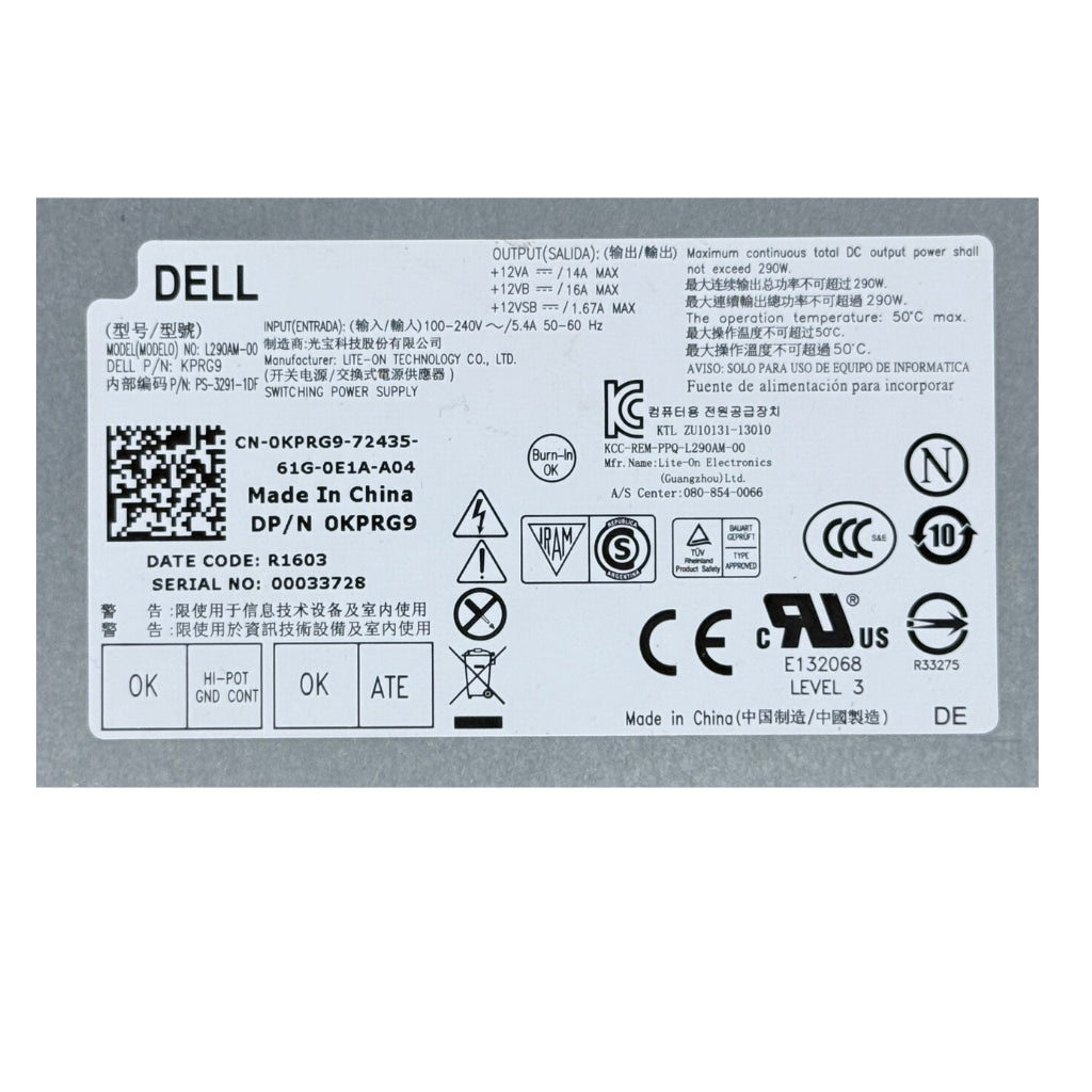 Power Supply for Dell Optiplex 3020 9020 7020 KPRG9 0KPRG9 0N0KPM 290W
