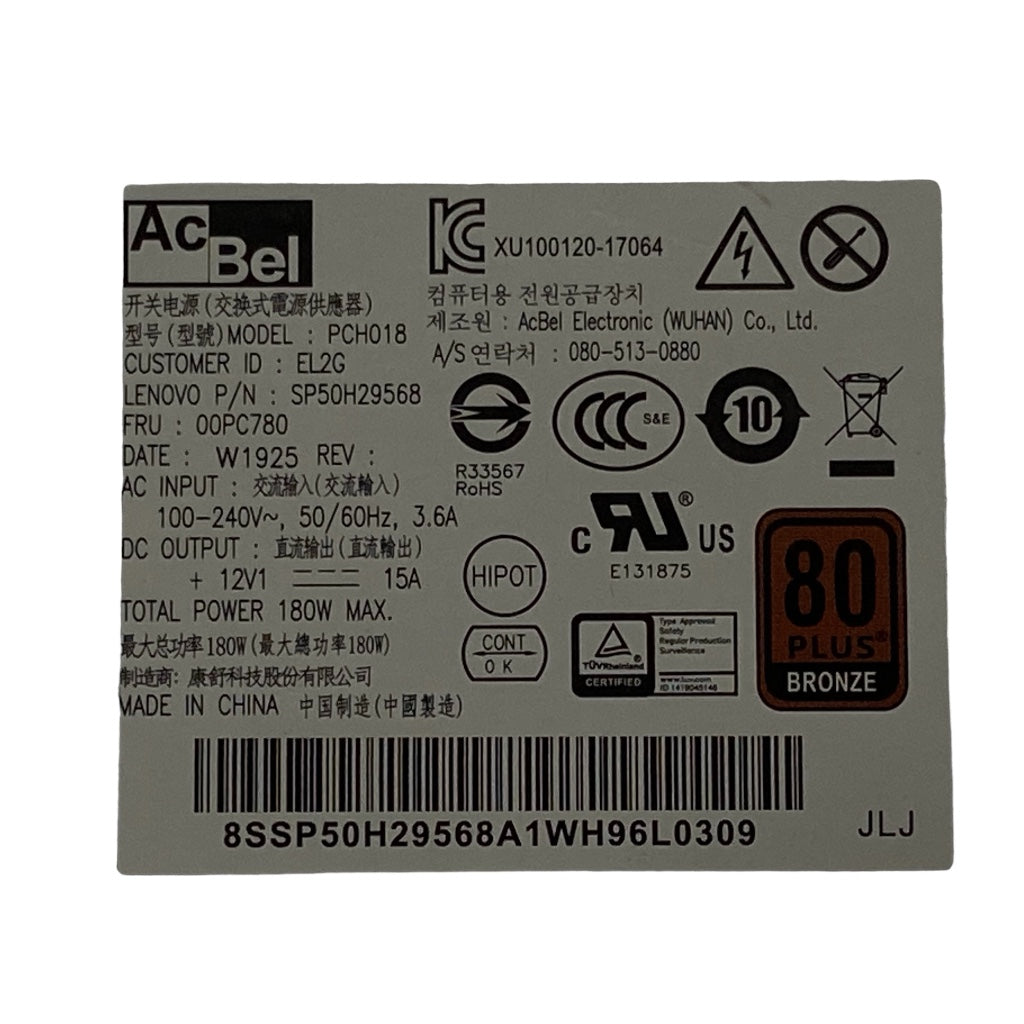 Power Supply for LENOVO V510 V530s M720e 180W 00PC780