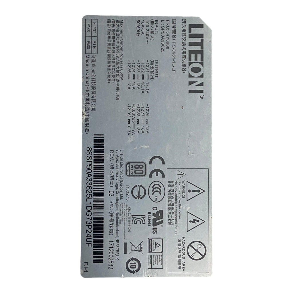 Power Supply for Lenovo ThinkStation P500 P700 650W PS-3651-1L 54Y8908