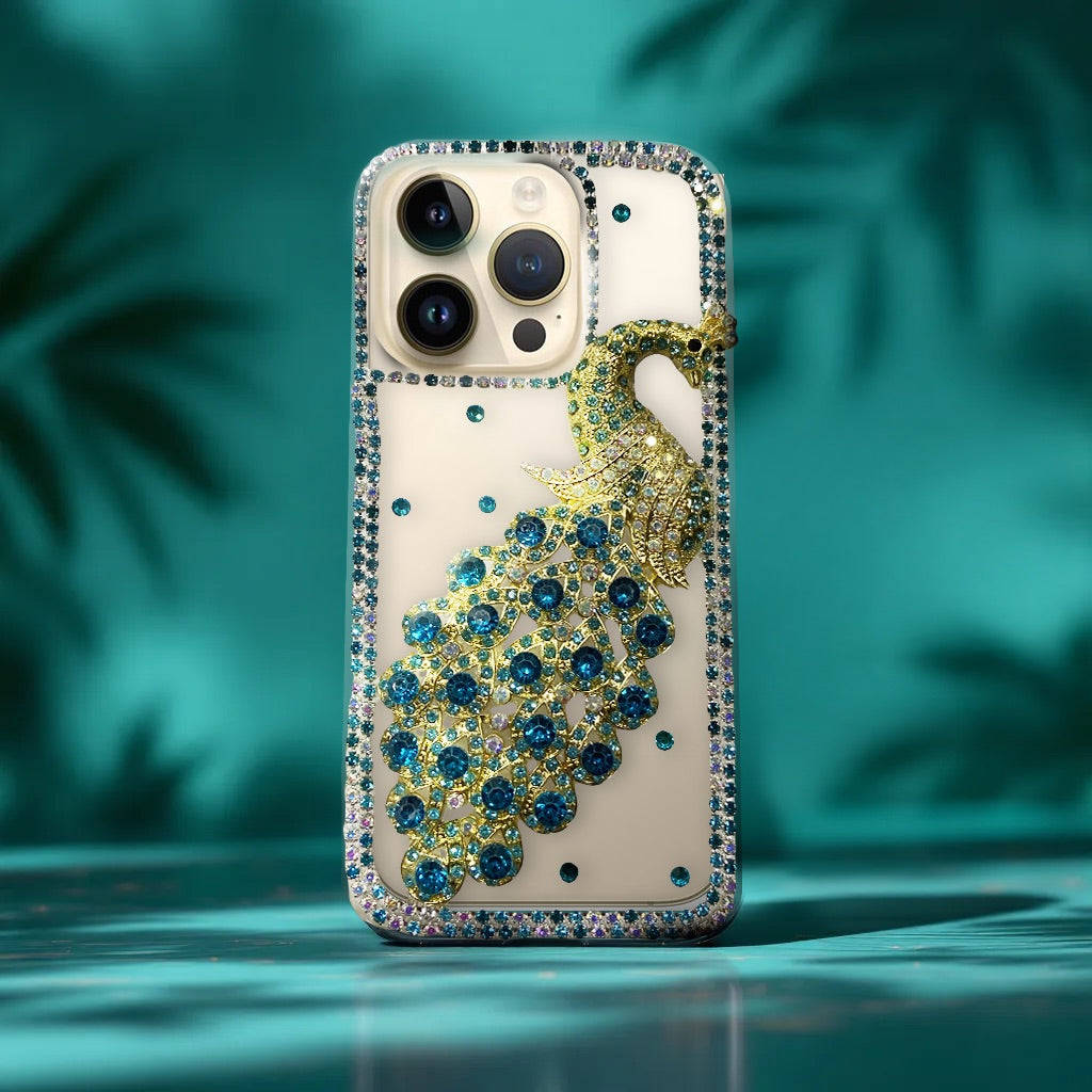 Mungu Premium Back Case for IPhone 16 Pro 15 Pro 16 15 Peacock (Wedding Collection)