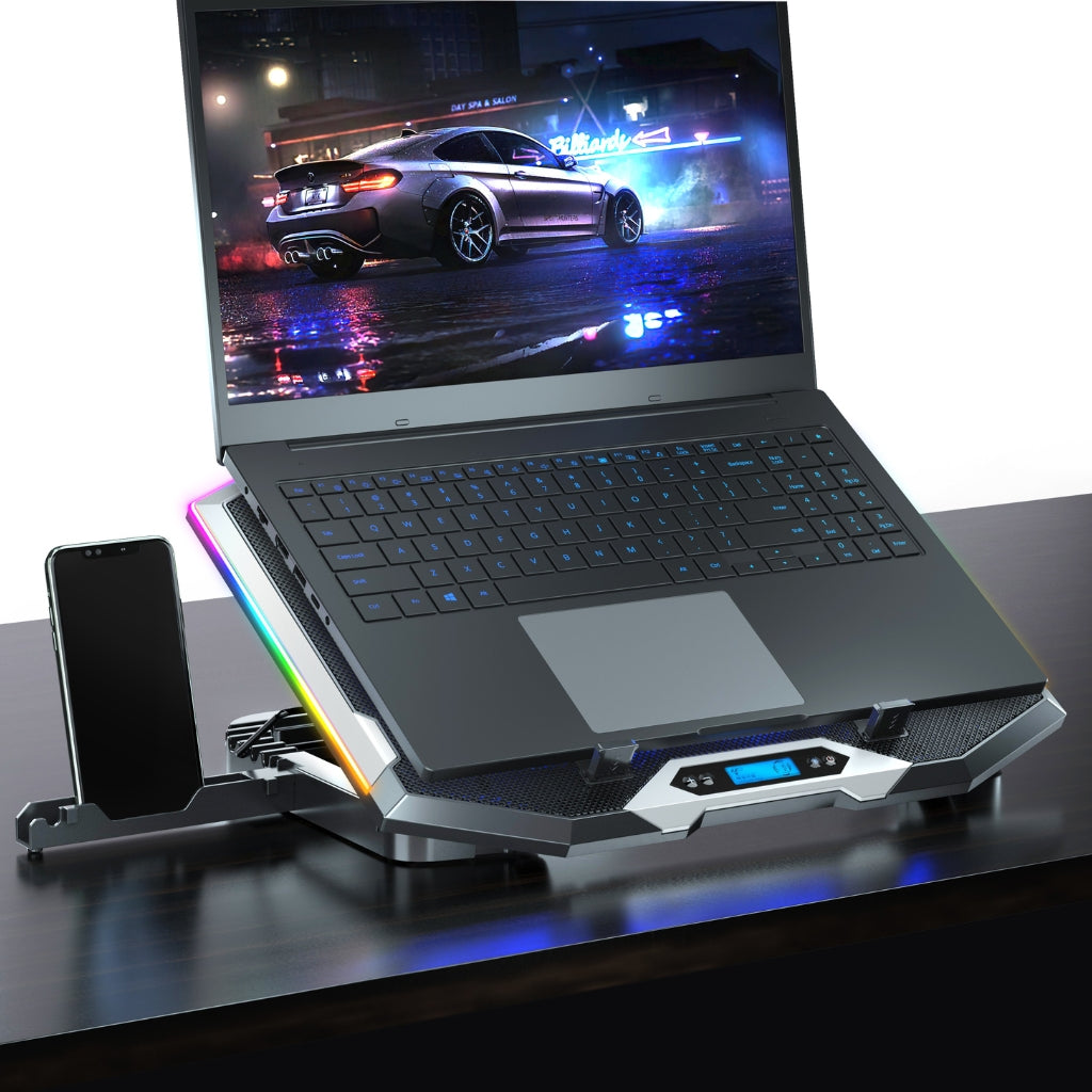ICE Coorel RGB Laptop Cooler Fan Stand K10 with 8 Cooling Fan Mobile Stand for All Type of Laptop