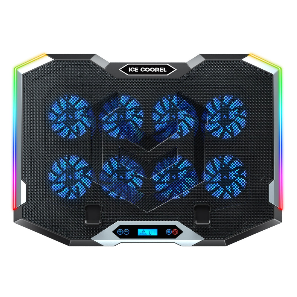 ICE Coorel RGB Laptop Cooler Fan Stand K10 with 8 Cooling Fan Mobile Stand for All Type of Laptop