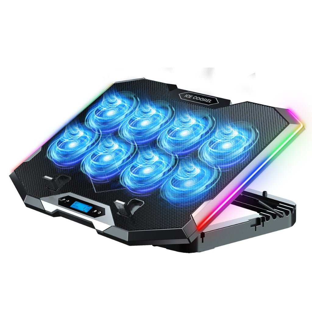 ICE Coorel RGB Laptop Cooler Fan Stand K10 with 8 Cooling Fan Mobile Stand for All Type of Laptop
