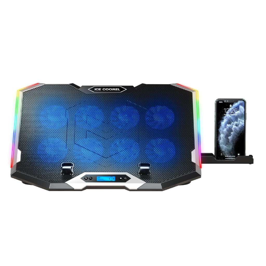 ICE Coorel RGB Laptop Cooler Fan Stand K10 with 8 Cooling Fan Mobile Stand for All Type of Laptop