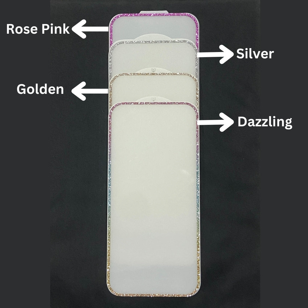 Premium Tempered Glass IPhone 16 Pro 15 Pro 14 Pro 15/16 13/14 with Dimond Glitter