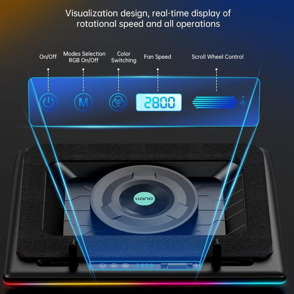 Llano Gaming Laptop Docking Station with Turbo Fan for 15 inch & More with RGB Light Black