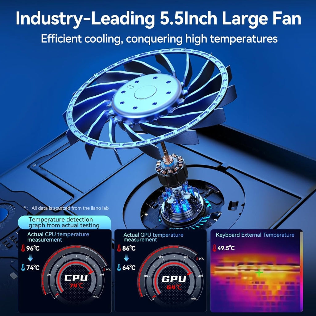 Llano Gaming Laptop Docking Station with Turbo Fan for 15 inch & More with RGB Light Black