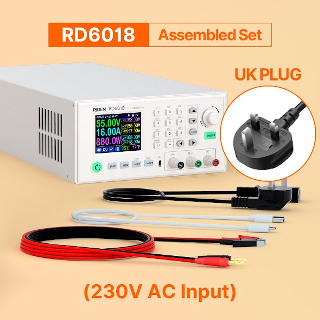 RIDEN RD6018 Complete Set 60V 18A USB AC to DC Adjustable Step Down Voltage Lab Bench Power Supply Buck Converter 1080W